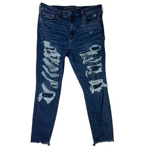 American Eagle High Waist Ripped Distressed Stretch Jeans Women's 18 Regular Y2K